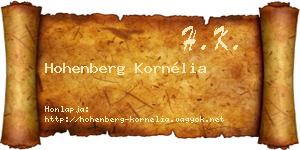 Hohenberg Kornélia névjegykártya